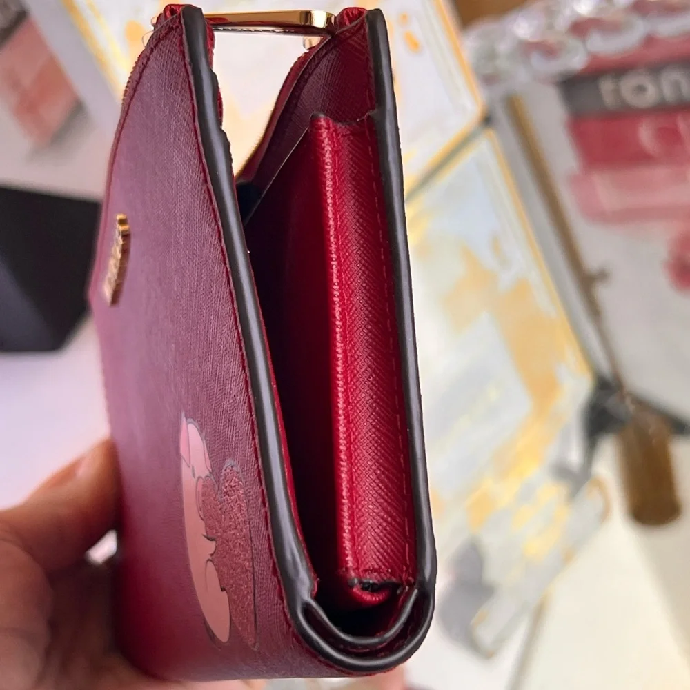 Michael Kors NWOT Red Kearny with Heart and pig Design wallet or clutch